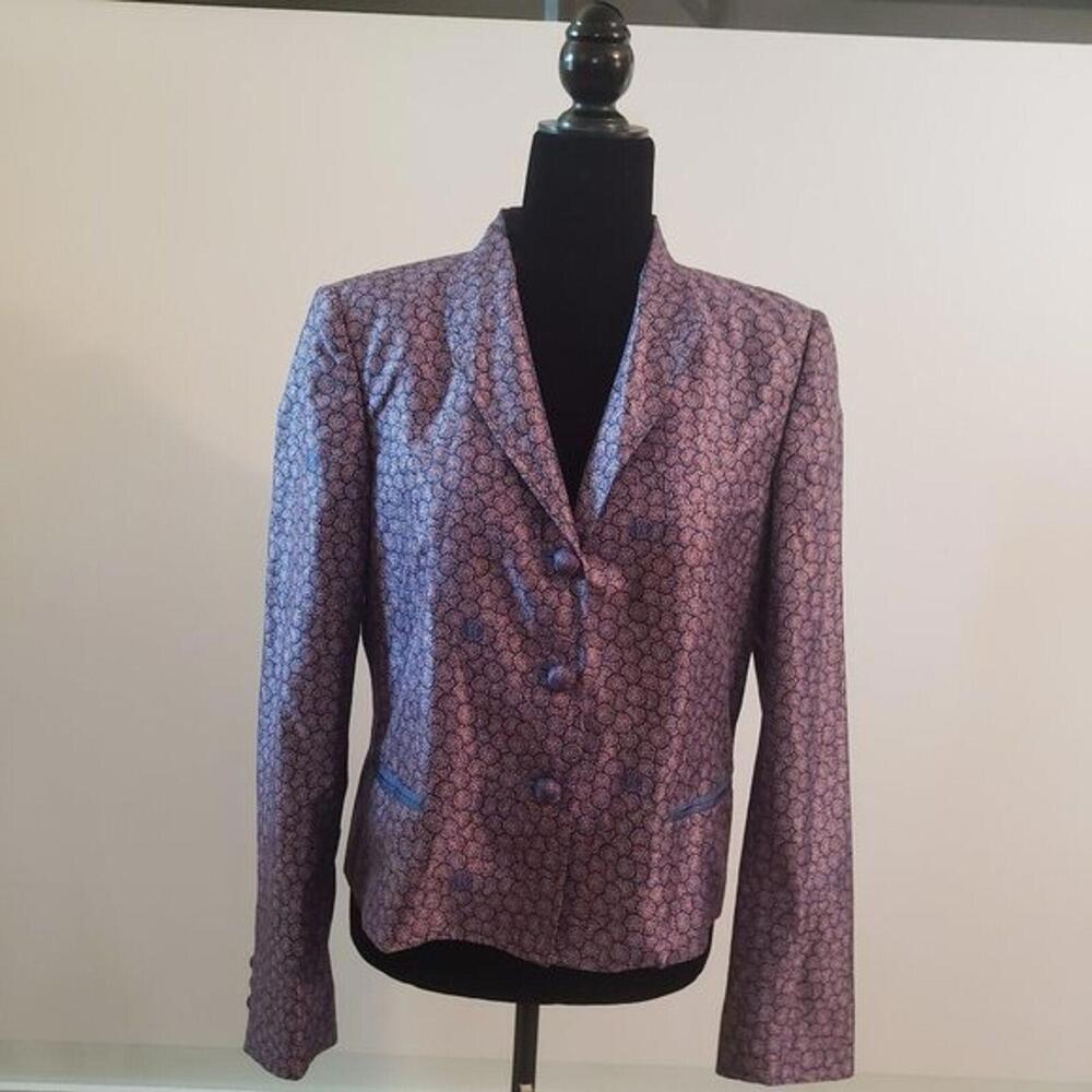 EUC Roberto Cavalli Italy Silk floral blazer jacket 46 - Picture 4 of 9